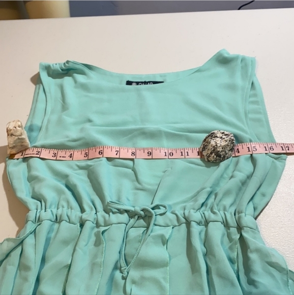 OASAP Flowy Ruffle Waterfall Dress Drawstring Waist Aqua Blue NWT Size M - Picture 8 of 11